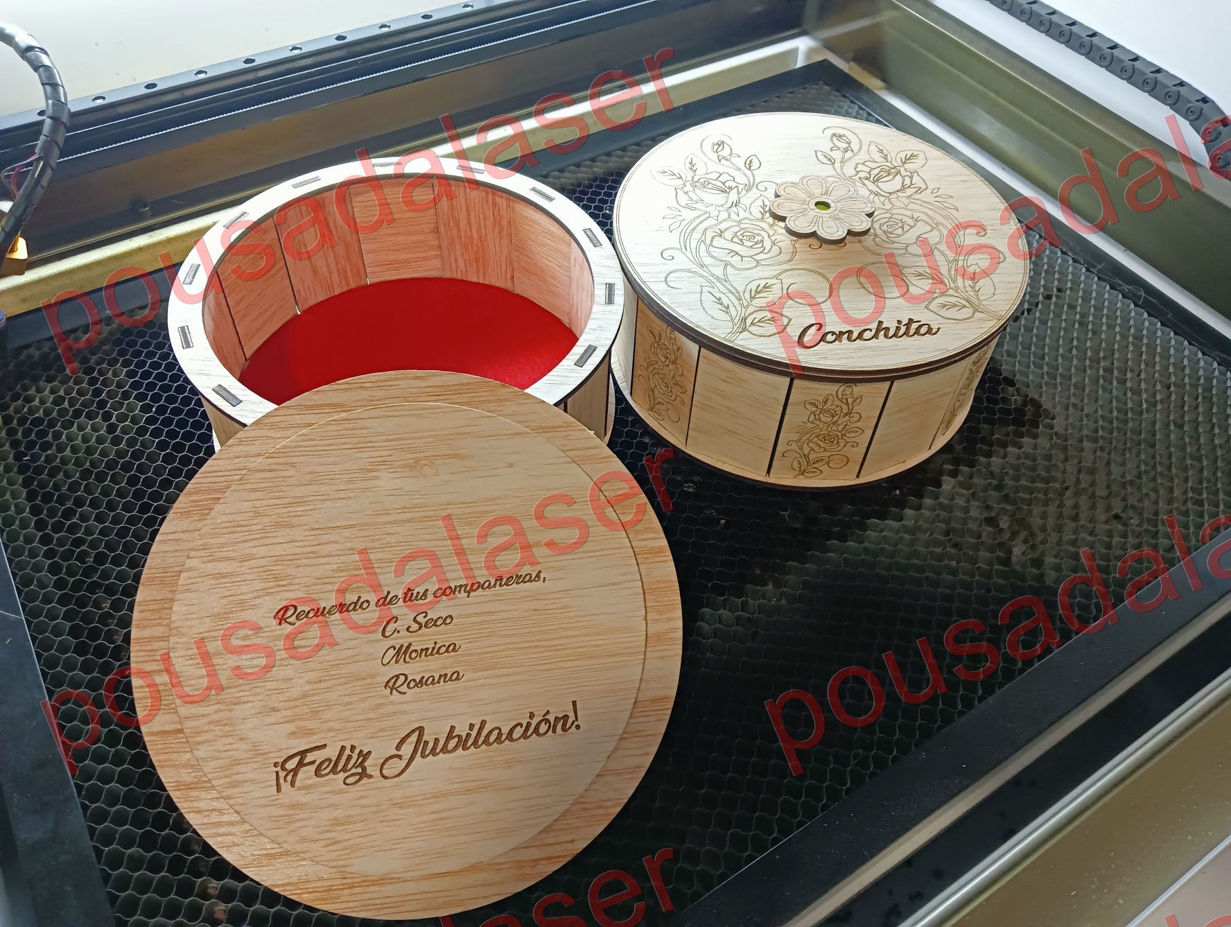 caja madera floral